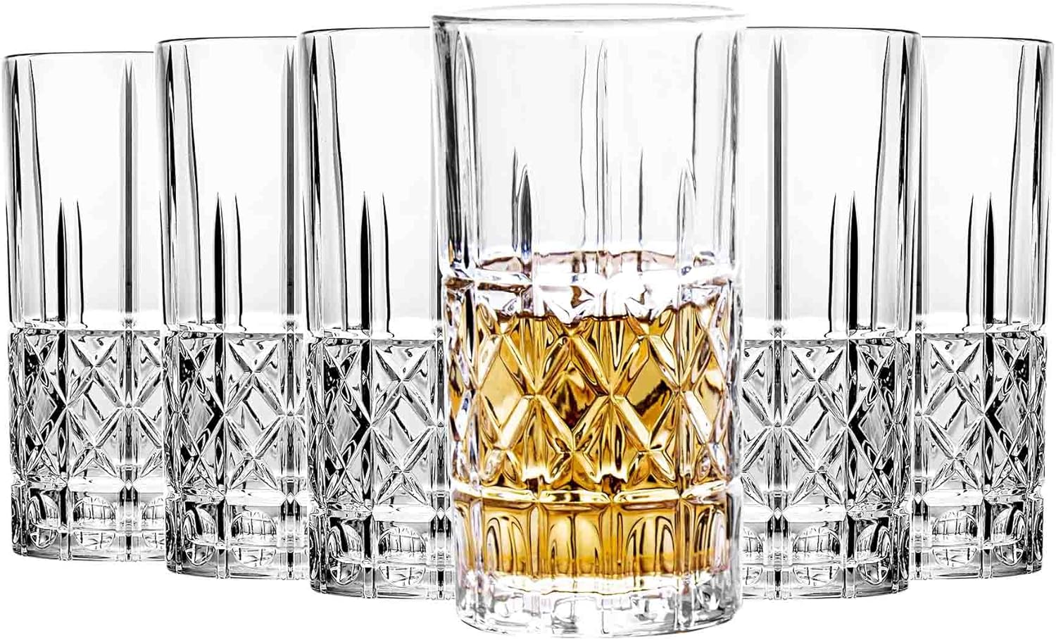 Tall Highball Glasses Set of 6 for Elegant Drinking Experience