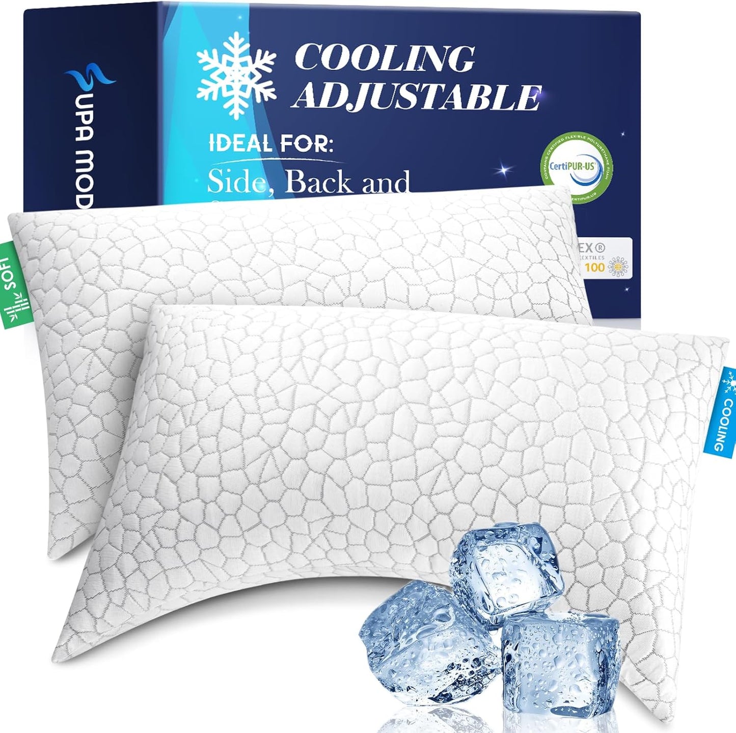 Cooling Cervical Neck Pillow for Side and Back Sleepers Relief