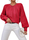 Cable Knit Chunky Crewneck Sweater Women - Cozy Fall Staple