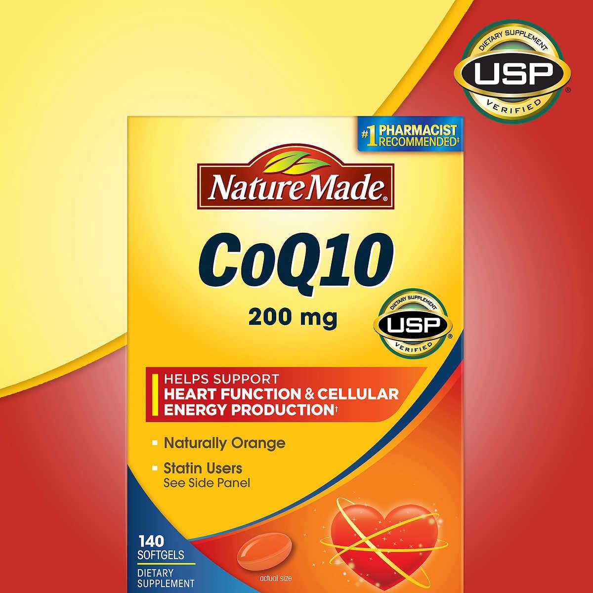 Nature Made CoQ10 200 mg Softgels for Heart Health Support
