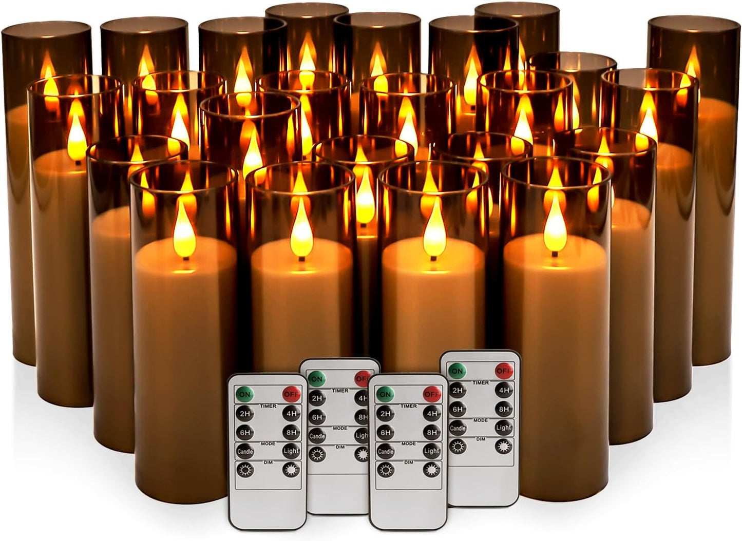 24 Pack LED Gray Flameless Candles with Remote for Decor