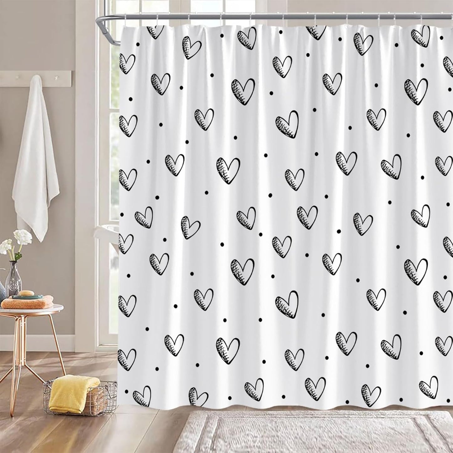 Romantic Hearts Shower Curtain Set