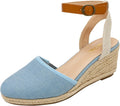 Women's Ankle Strap Closed Toe Espadrille Wedge Heels - 2.4in