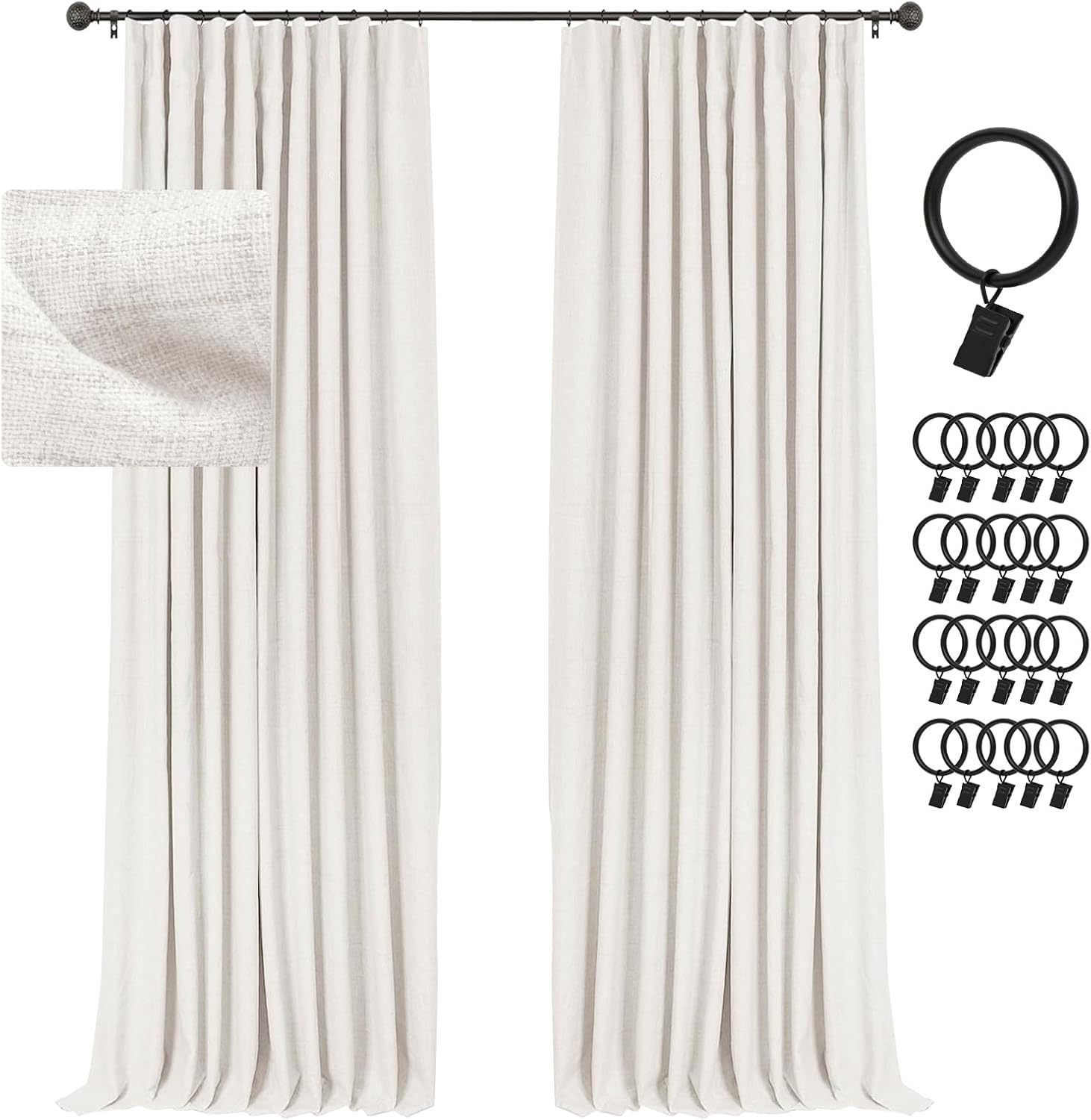 INOVADAY Beige Blackout Curtains - 100% Light Block, 84 Long