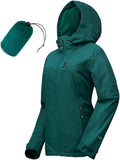 Women's Packable Rain Jacket - Lightweight Waterproof Cycling Coat