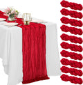 Red Cheesecloth Table Runner 10FT 10 Pack - Boho Sheer Gauze Runners