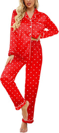 Ekouaer Womens Satin Pajama Set Classic Pattern - Silky Comfort