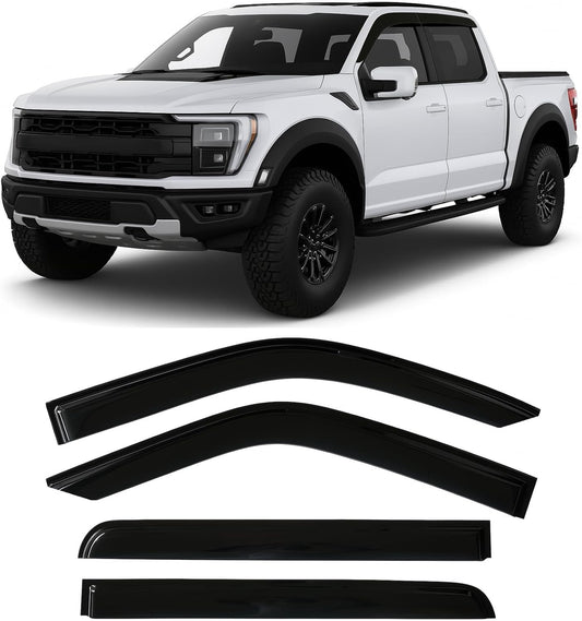 Tape-On Rain Guards for Ford F150 SuperCrew 2015-2025 Models