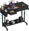 Rolling Standing Desk Adjustable Height with Drawers - Mobile 40 in
