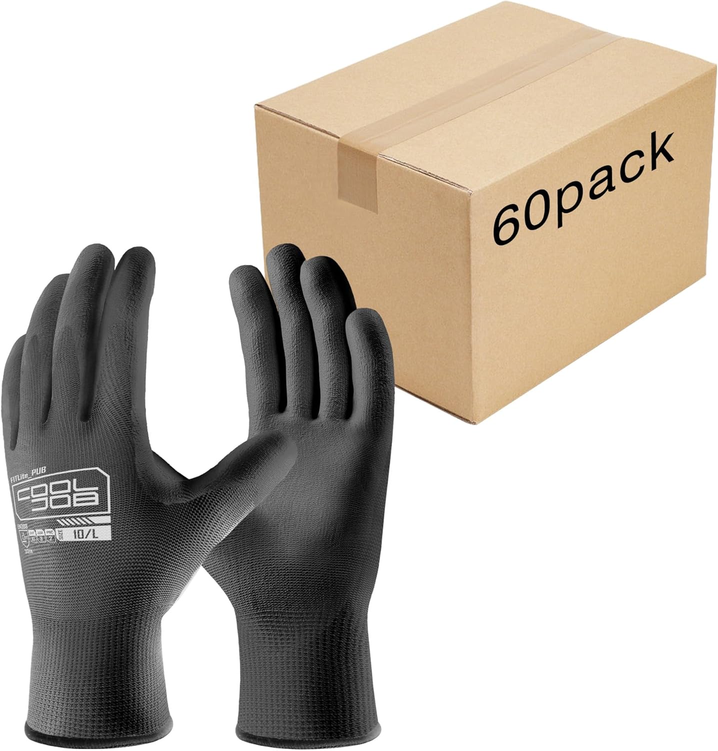 COOLJOB 60 Pairs Safety Work Gloves with Grip PU Coating