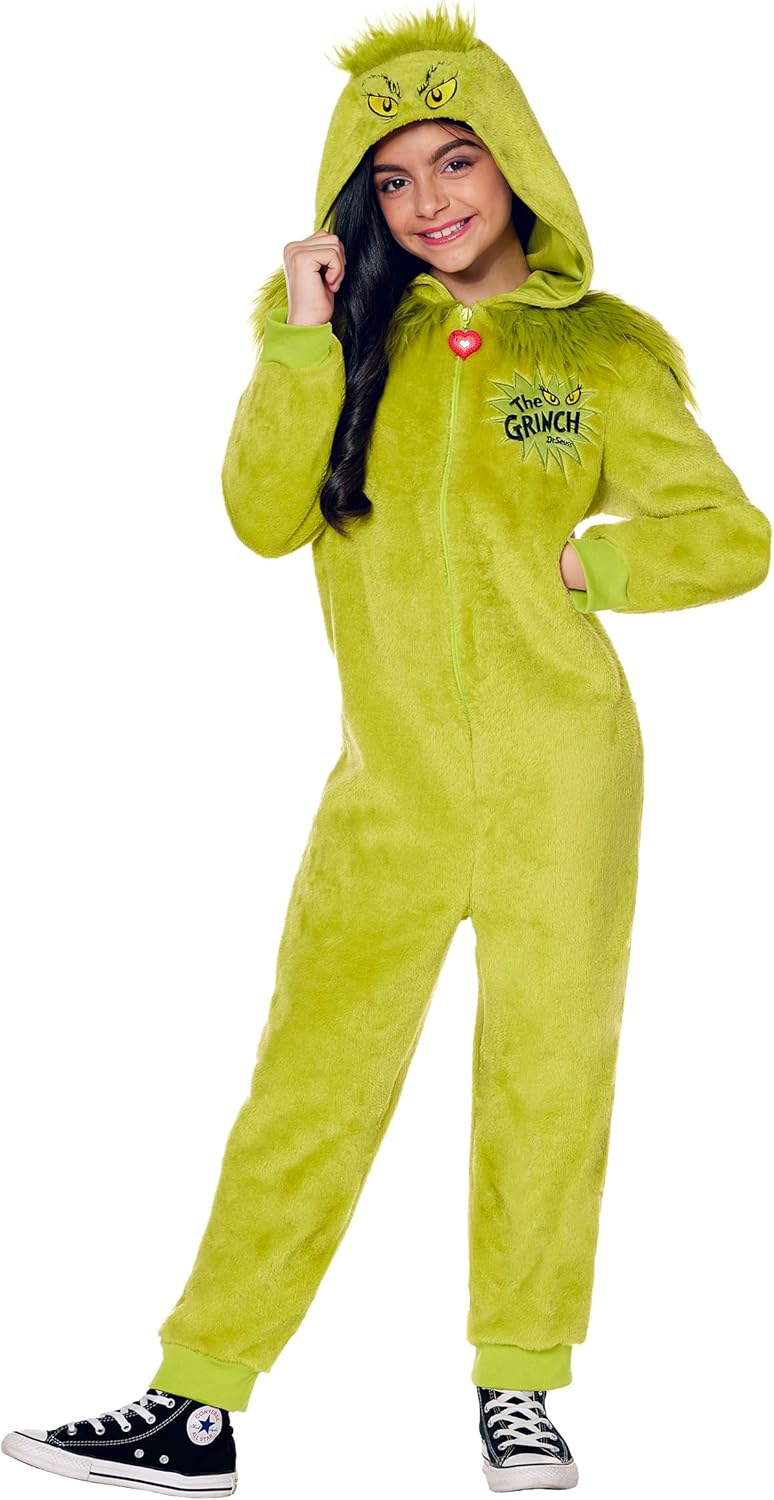 Cozy Kids Grinch Union Suit Costume for Christmas Fun