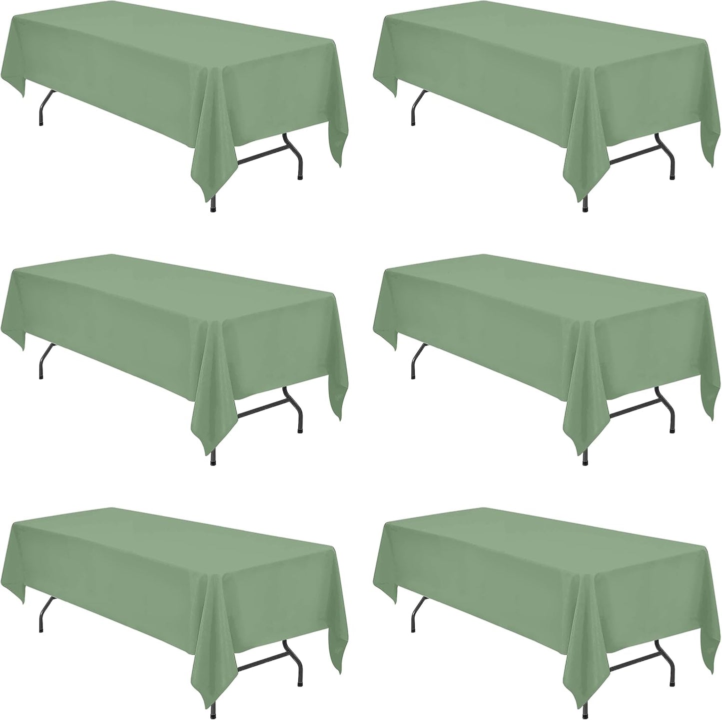 BRILLMAX 6 Pack Sage Green Tablecloths for 8 Foot Tables