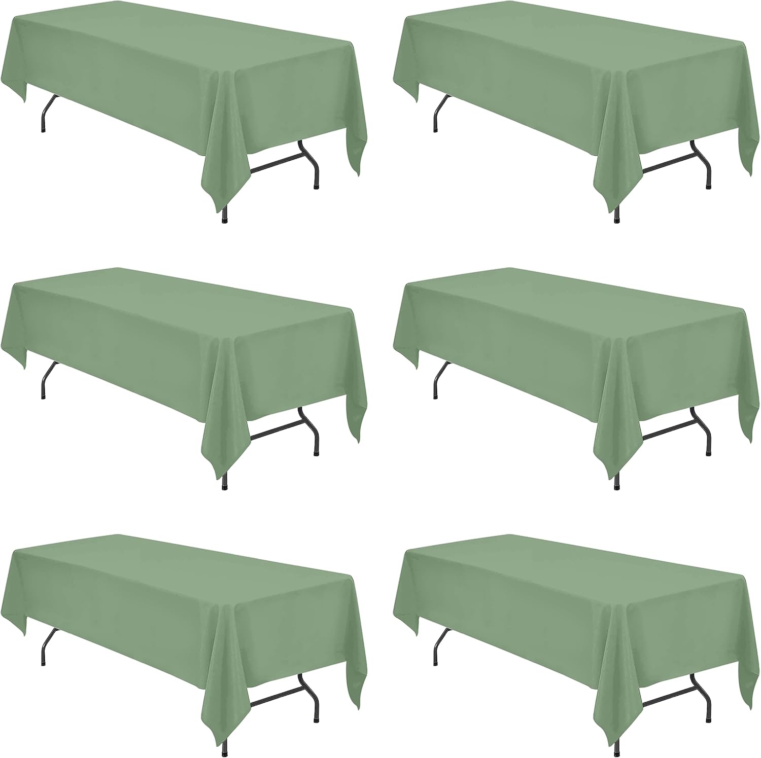 BRILLMAX 6 Pack Sage Green Tablecloths for 8 Foot Tables