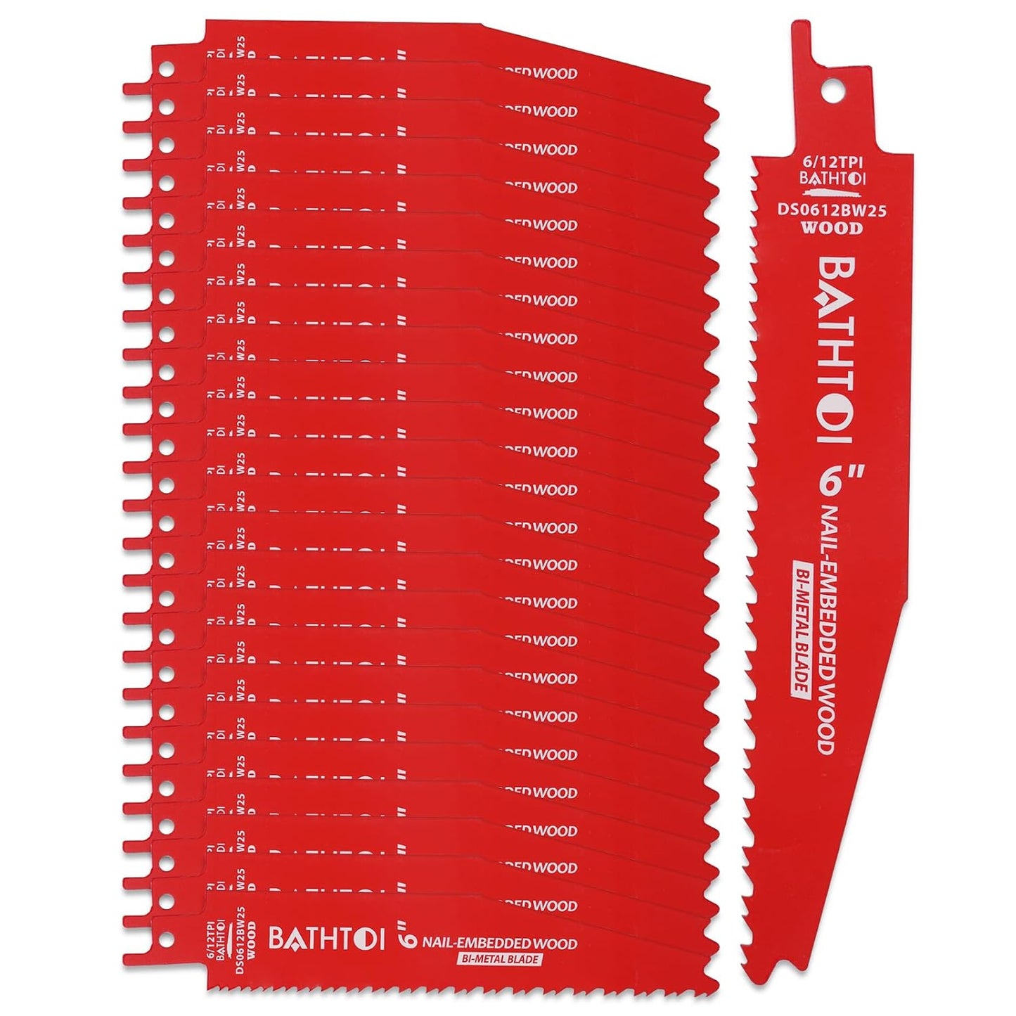 25 Pack 6 Inch Reciprocating Saw Blades for Wood Cutting