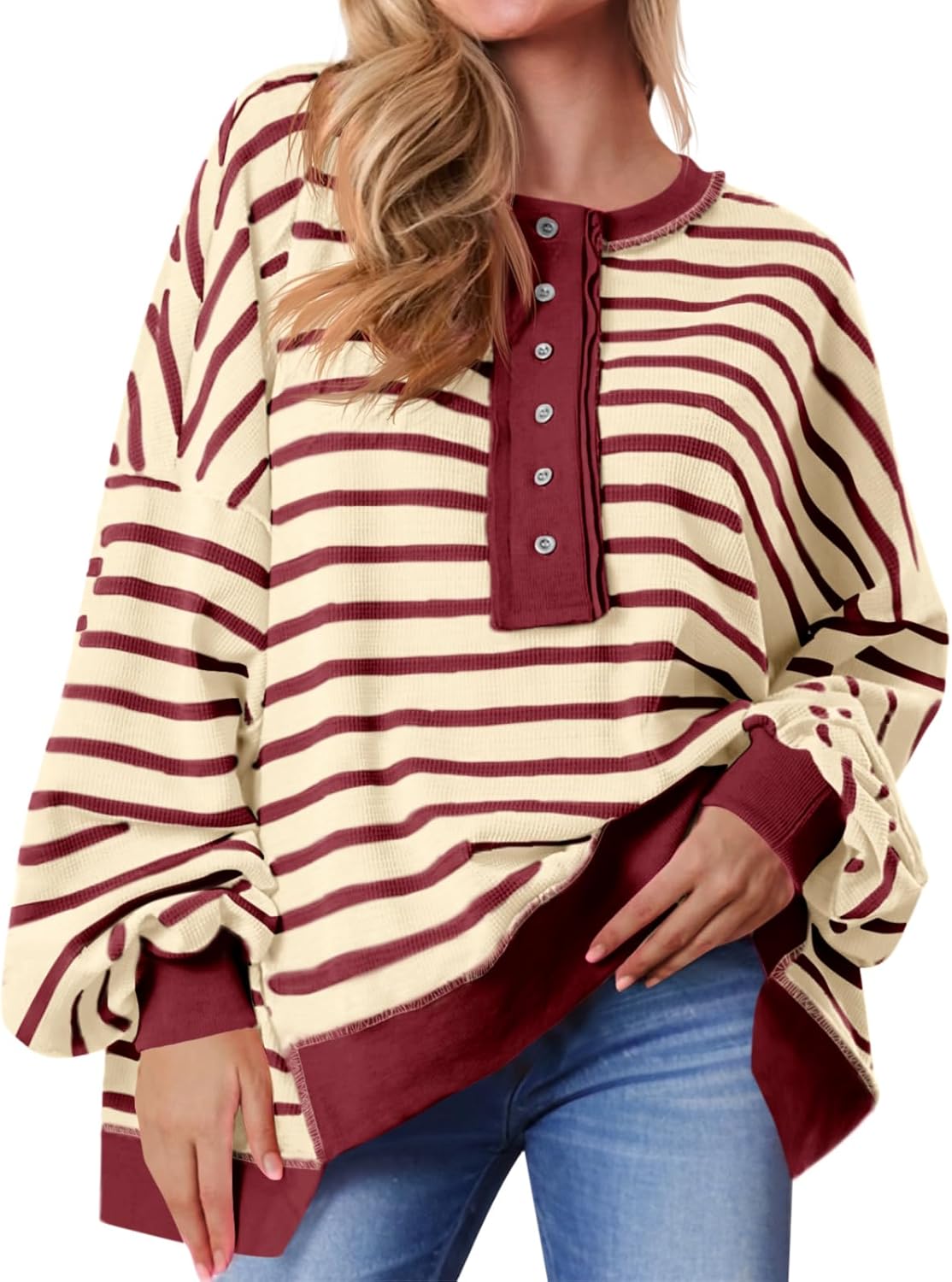 Womens Oversized Striped Sweatshirts for Chic Fall Style