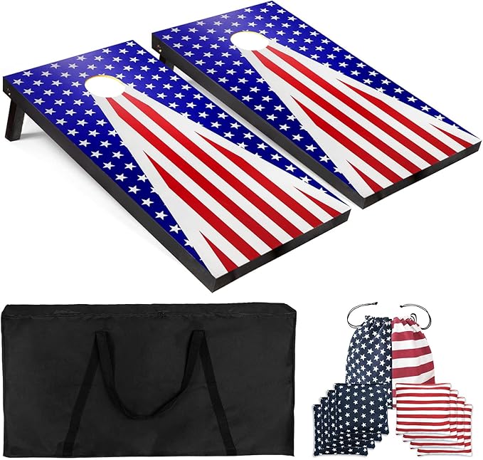 Nattork Solid Wood Cornhole Set for Outdoor Fun and Games
