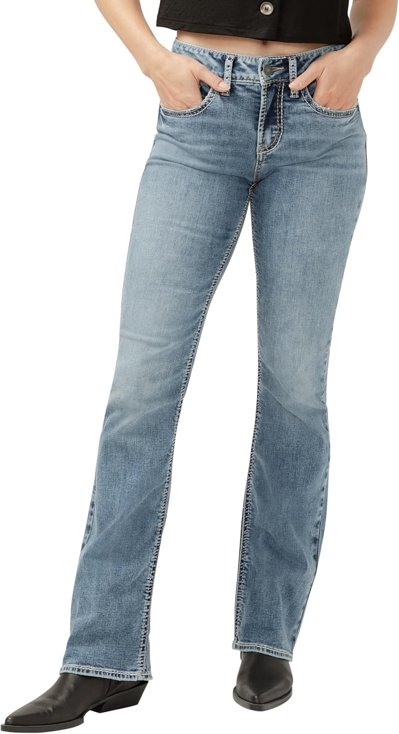 Suki Mid Rise Curvy Fit Slim Bootcut Jeans for Women