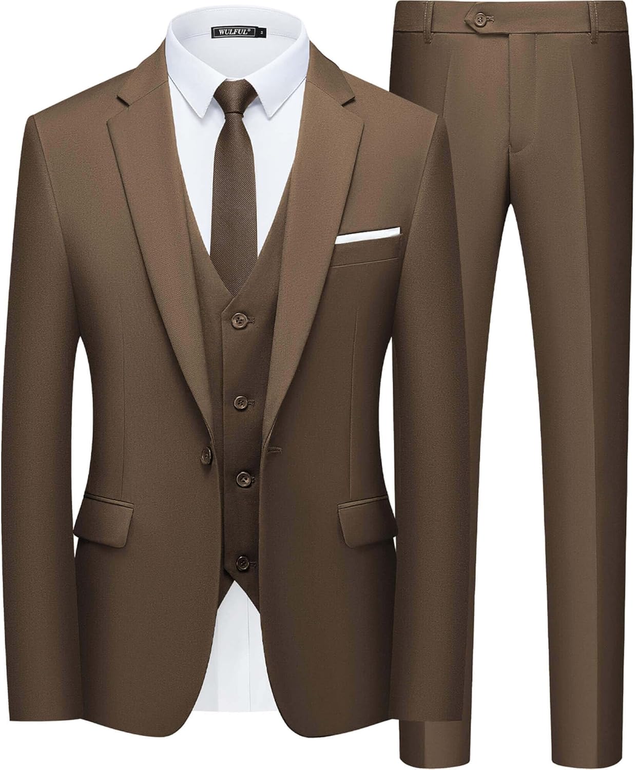 WULFUL Mens Slim Fit Suit for Weddings, Parties, and Business