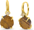Real Raw Crystal Drop Earrings - Genuine Birthstone Gold Drop Men's