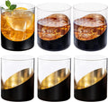 Modern Cocktail Glasses Set of 6 with Slanted Black and Gold Design
