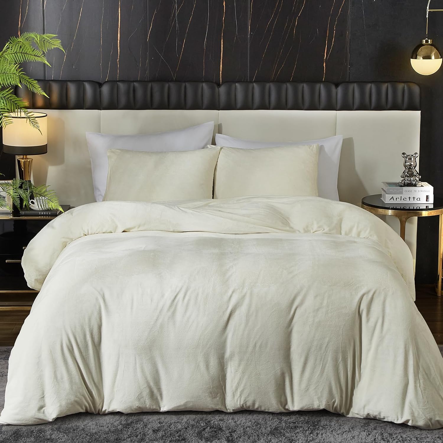 Ivellow Velvet Duvet Cover Set for Queen Size Bedding Luxury
