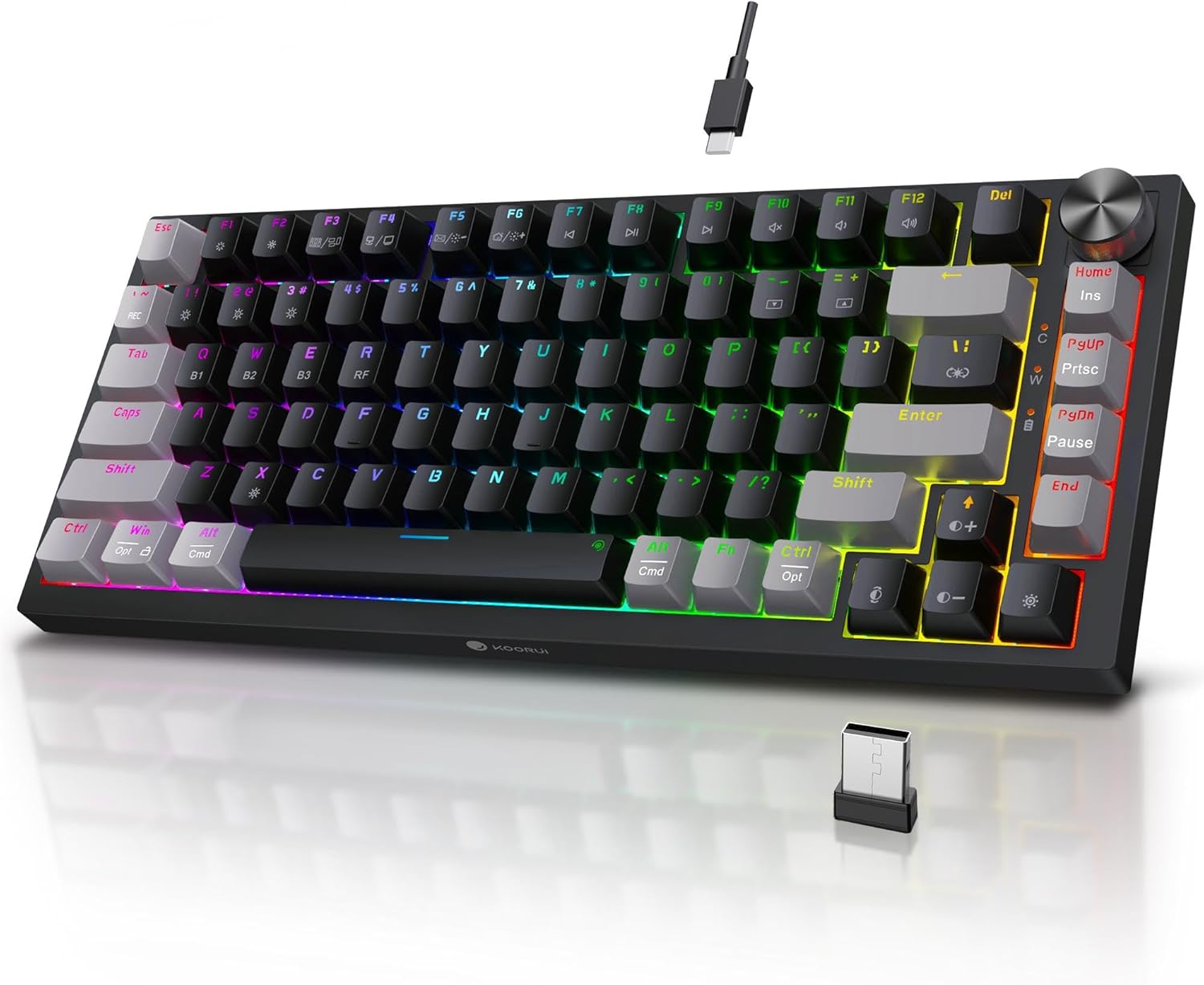 Wireless RGB Gaming Keyboard: Hot Swappable, Tactile Brown Switch