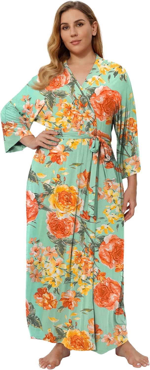 Plus Size Long Robes for Women - Comfortable Floral Kimonos