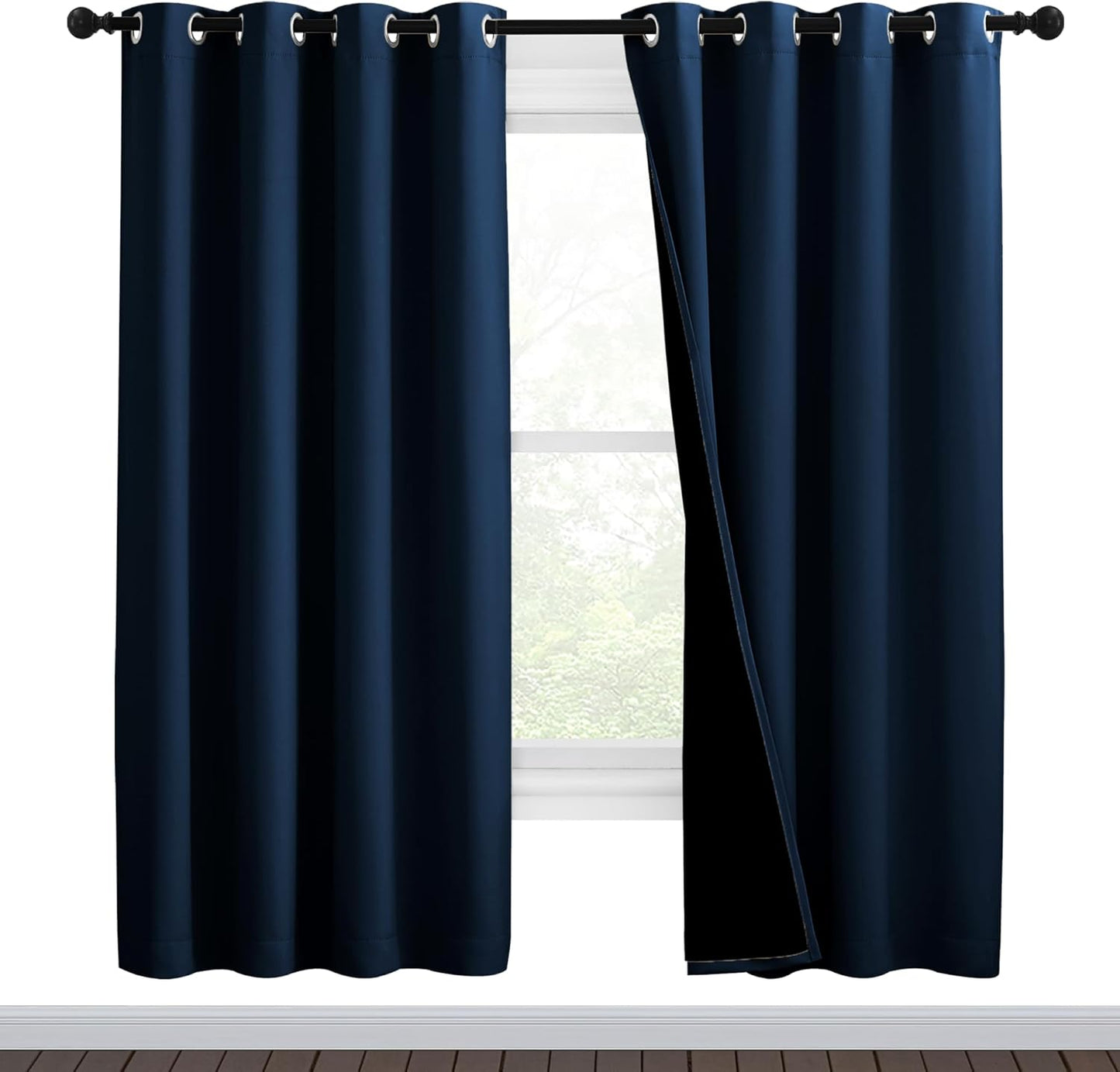 NICETOWN Moroccan Blue Full Shade Curtain Panels for Energy Efficiency