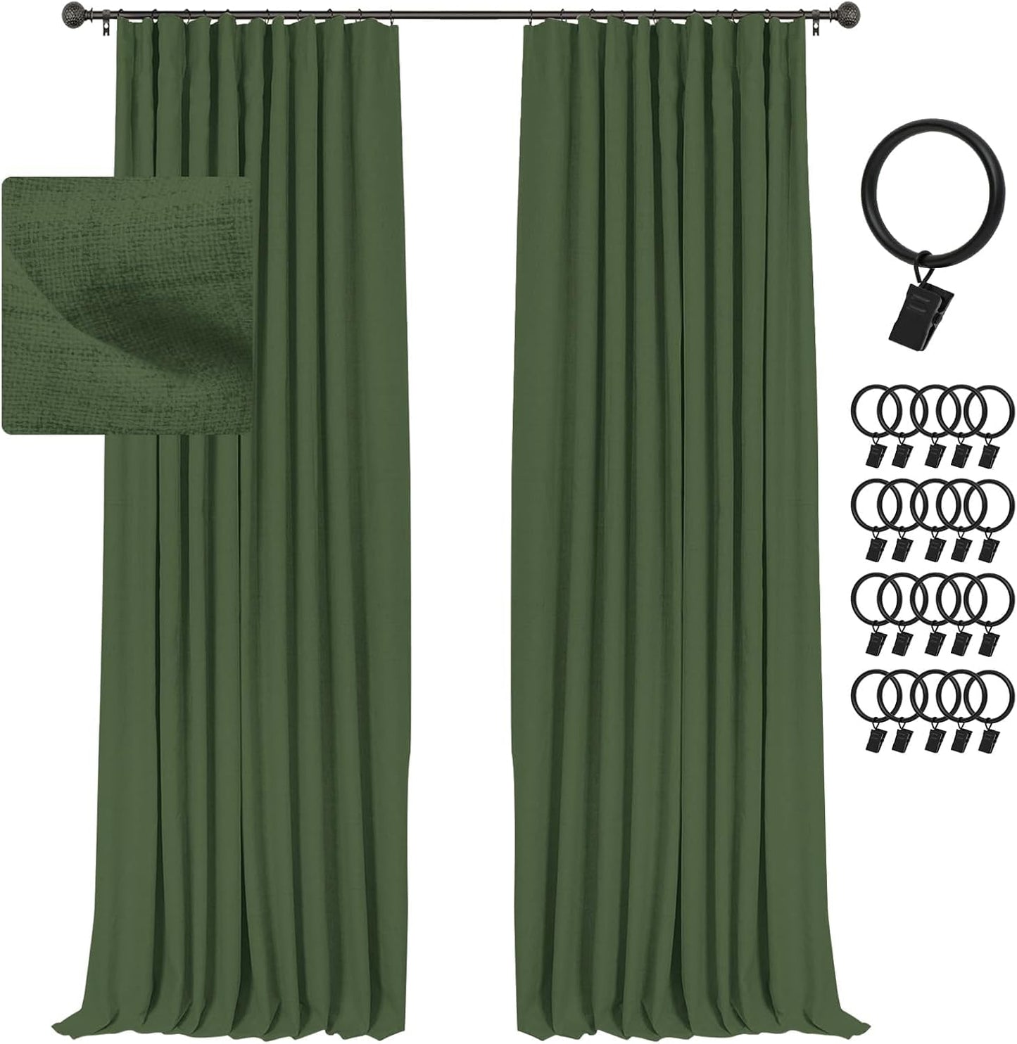 INOVADAY 100% Blackout Curtains for Bedroom, 108 Inch Long