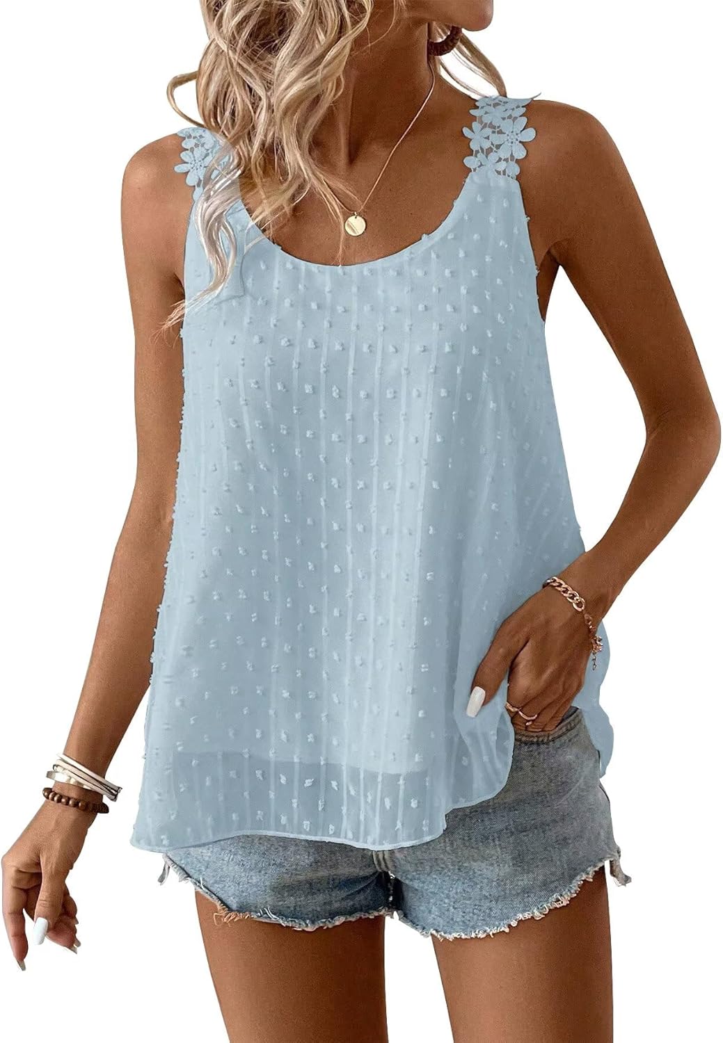 Womens Tank Tops Flowy Sleeveless Summer Boho Casual Style