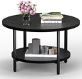 Coffee Table Round 2-Tier for Living Room - Compact Storage