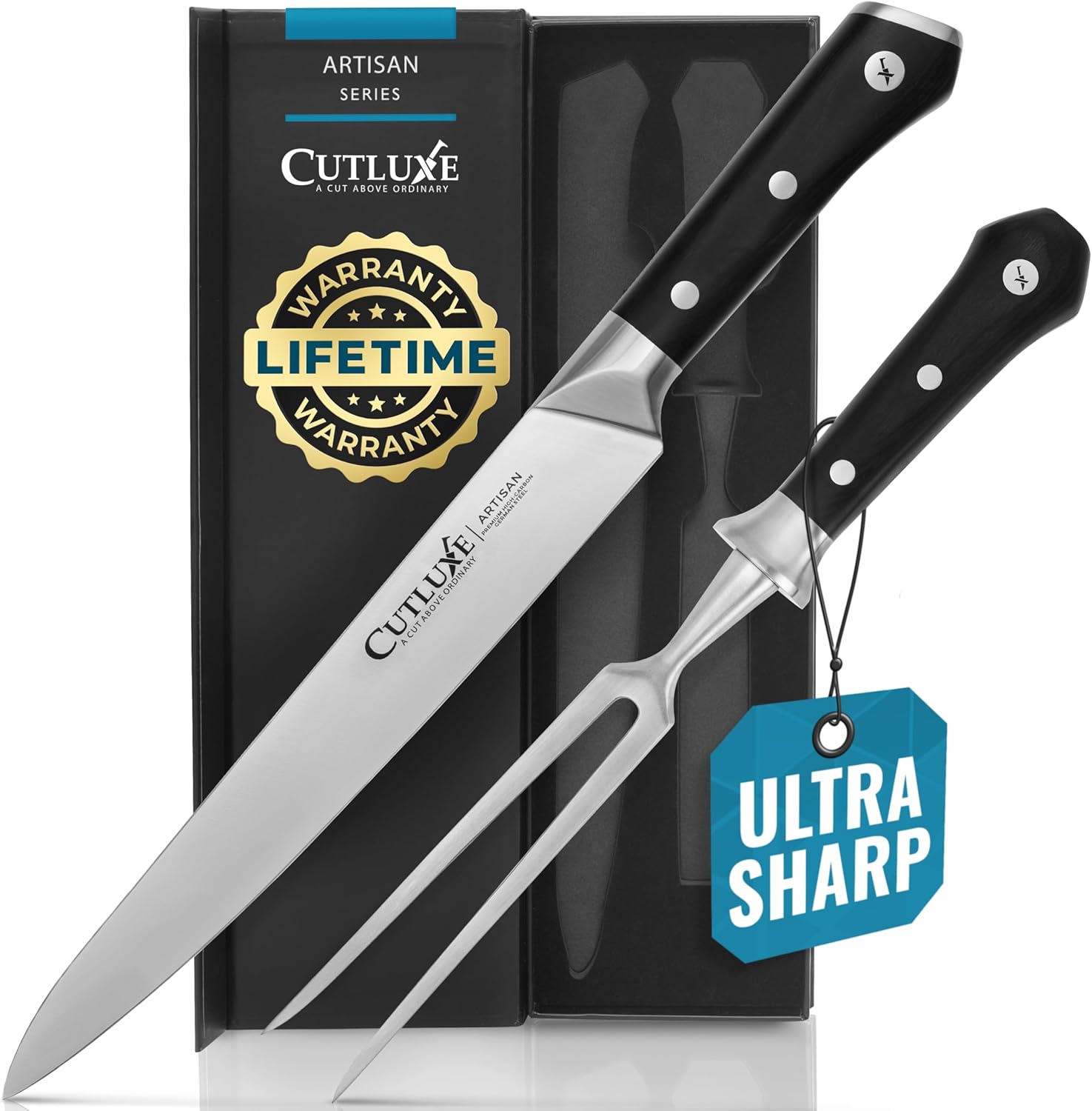 Cutluxe Turkey Carving Knife Set for Meat and BBQ Enthusiasts
