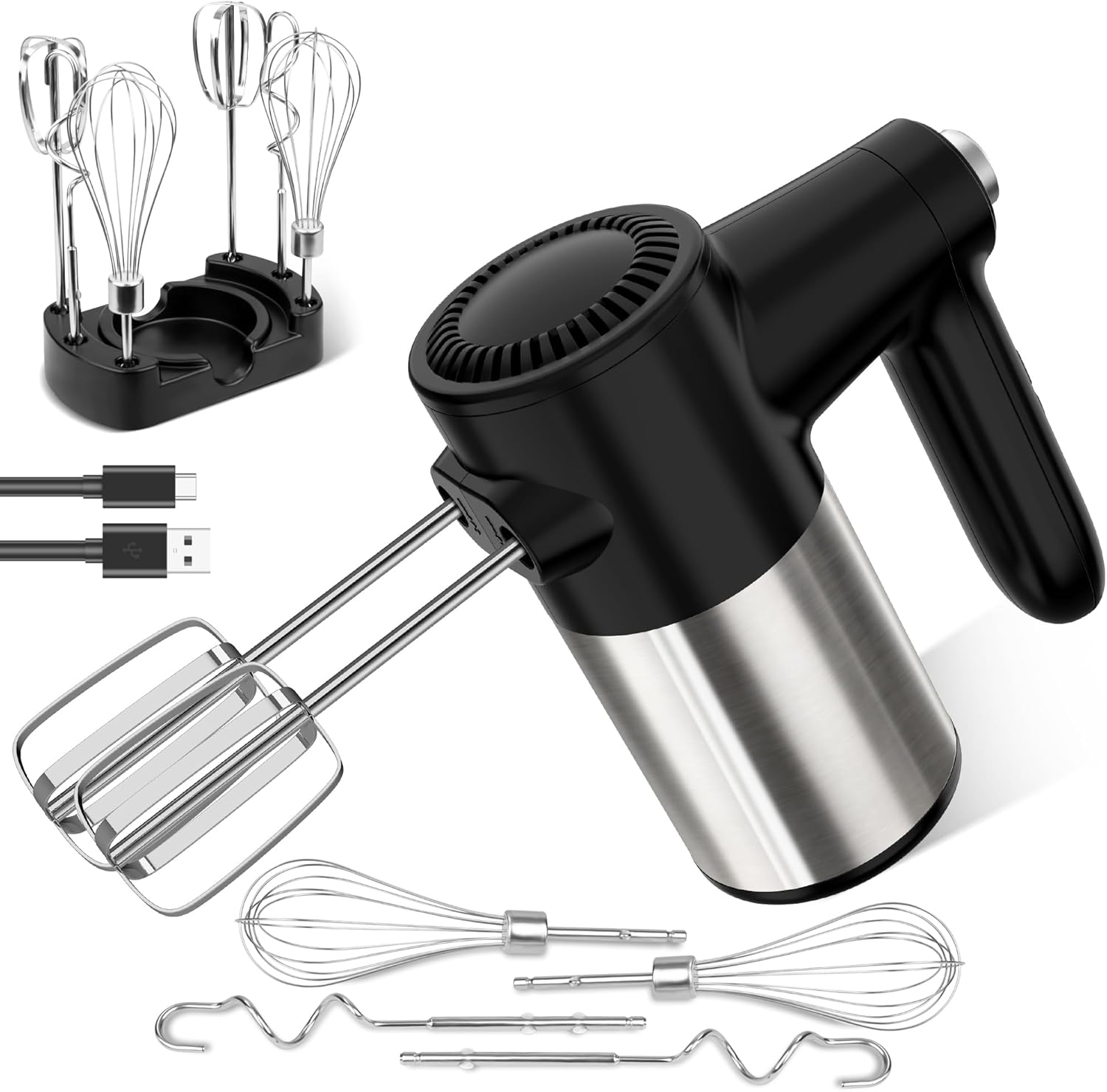 Cordless Hand Mixer with Digital Display and 7 Speeds for Baking