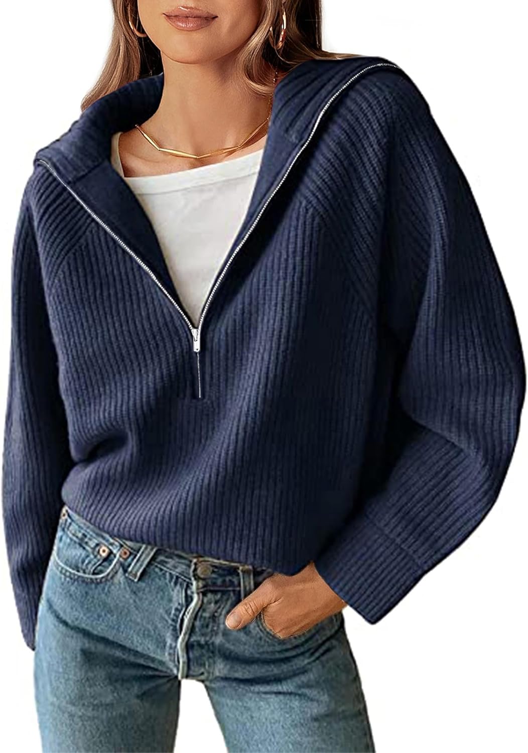 Stylish Quarter Zip Pullover Sweater for Women in 2025