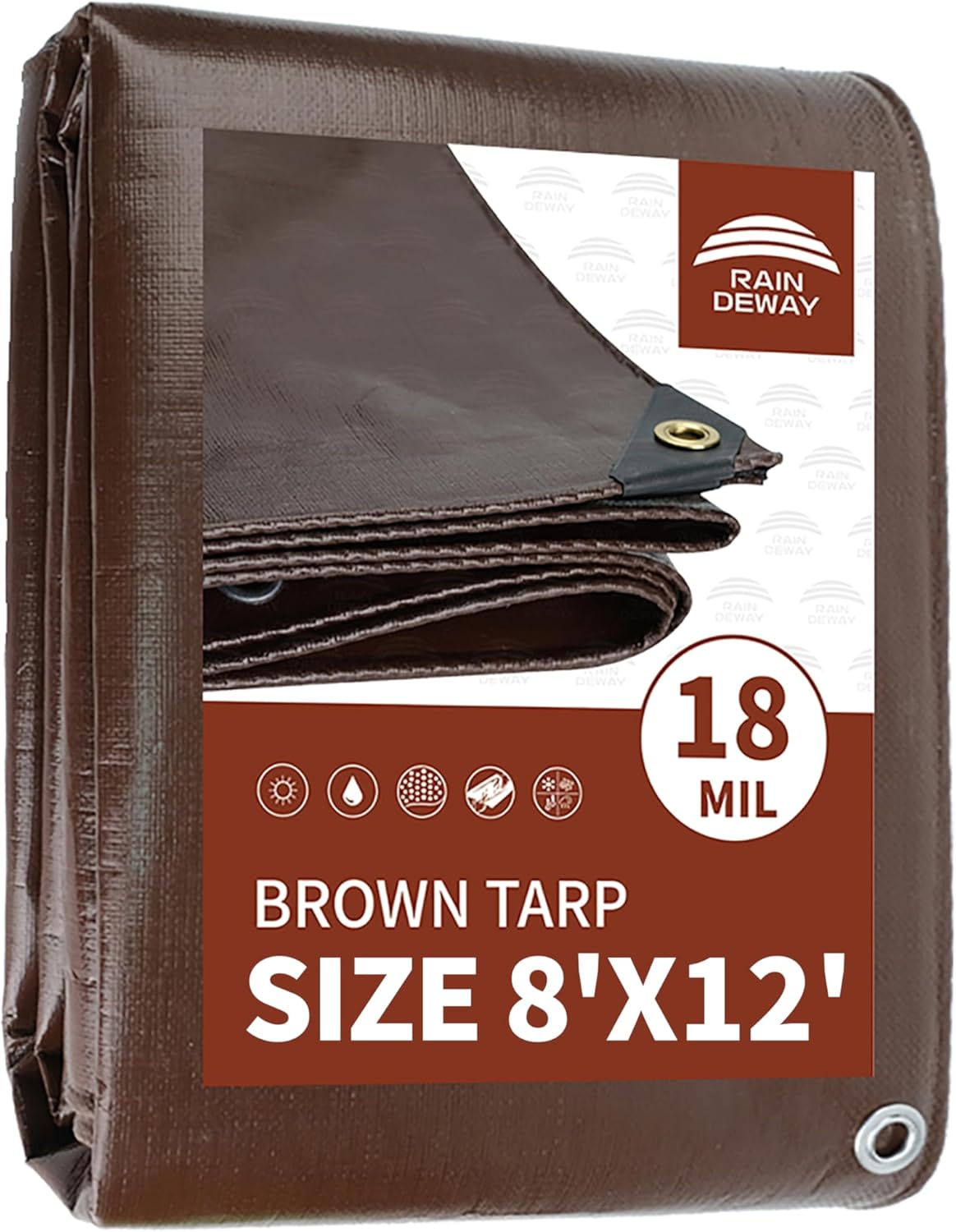 RAINDEWAY 8x12 Feet Heavy Duty Waterproof Tarp Cover for All Needs