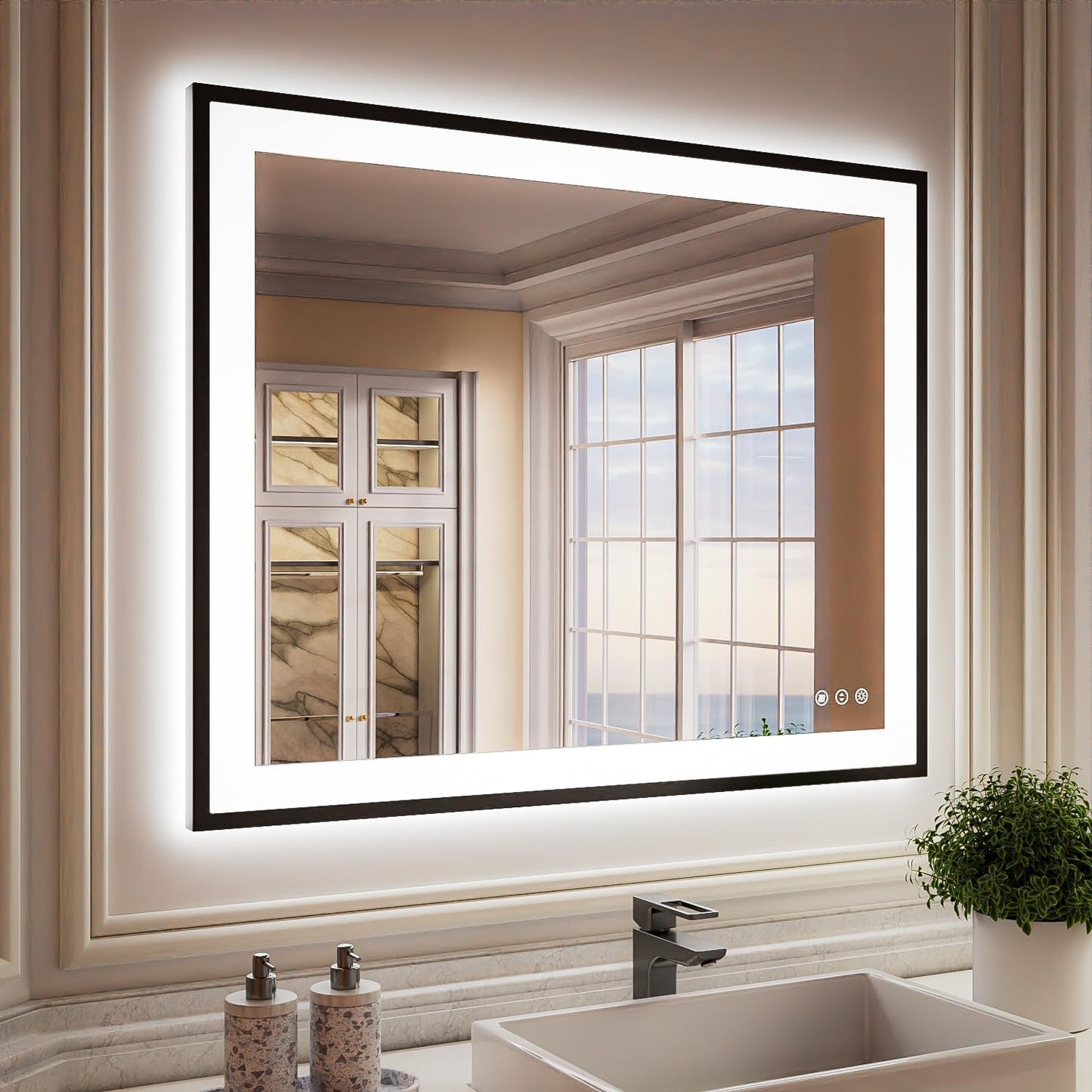 ISKMs Dimmable LED Bathroom Mirror with Anti-Fog Functionality