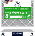 20x25x1 Air Filter MERV 8 4-Pack - Made in USA, MPR 600-700