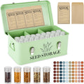 60 Slots Seed Storage Box with 4 Dividers - Durable Metal Organizer