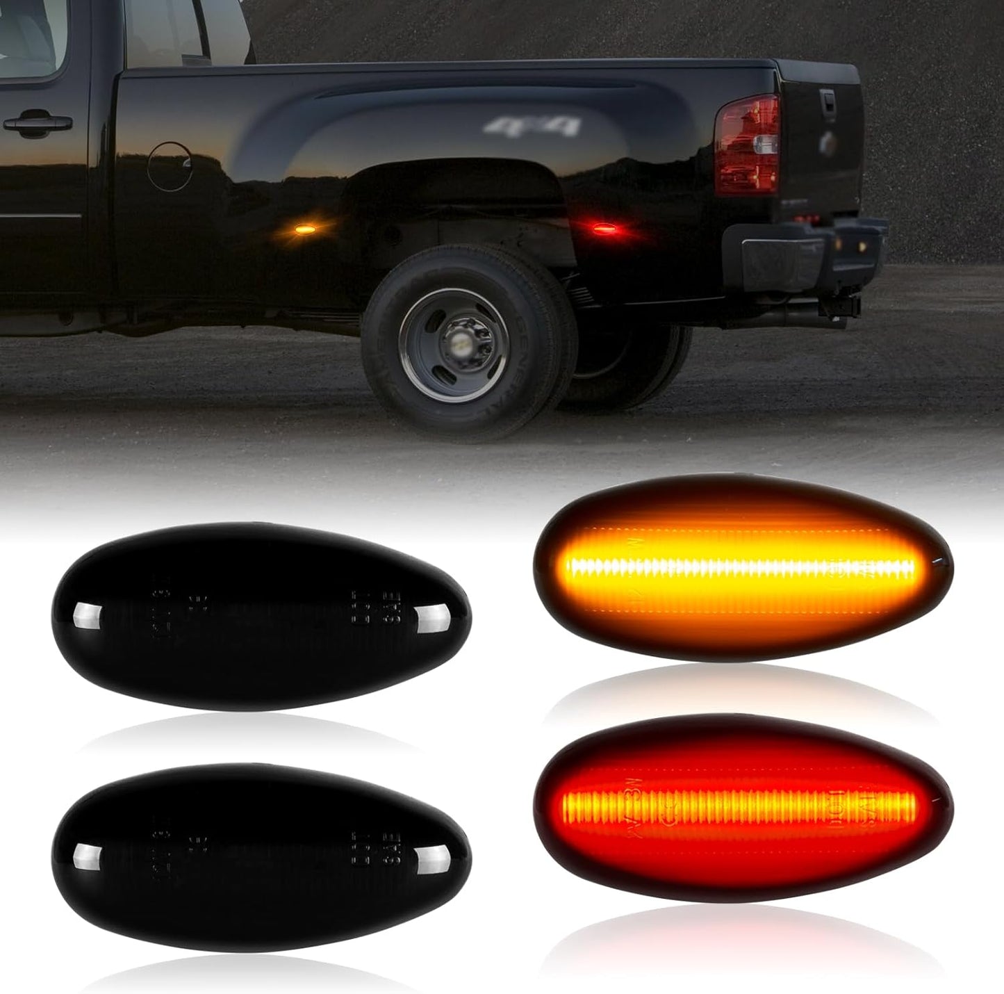 Gempro LED Dually Fender Side Marker Lights for Chevy Silverado