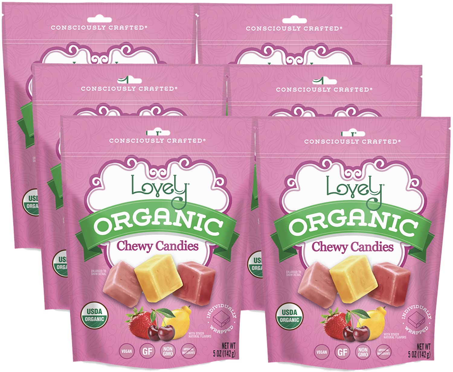 Organic Chewy Candies 5oz Bag - Vegan, Gluten Free Treats