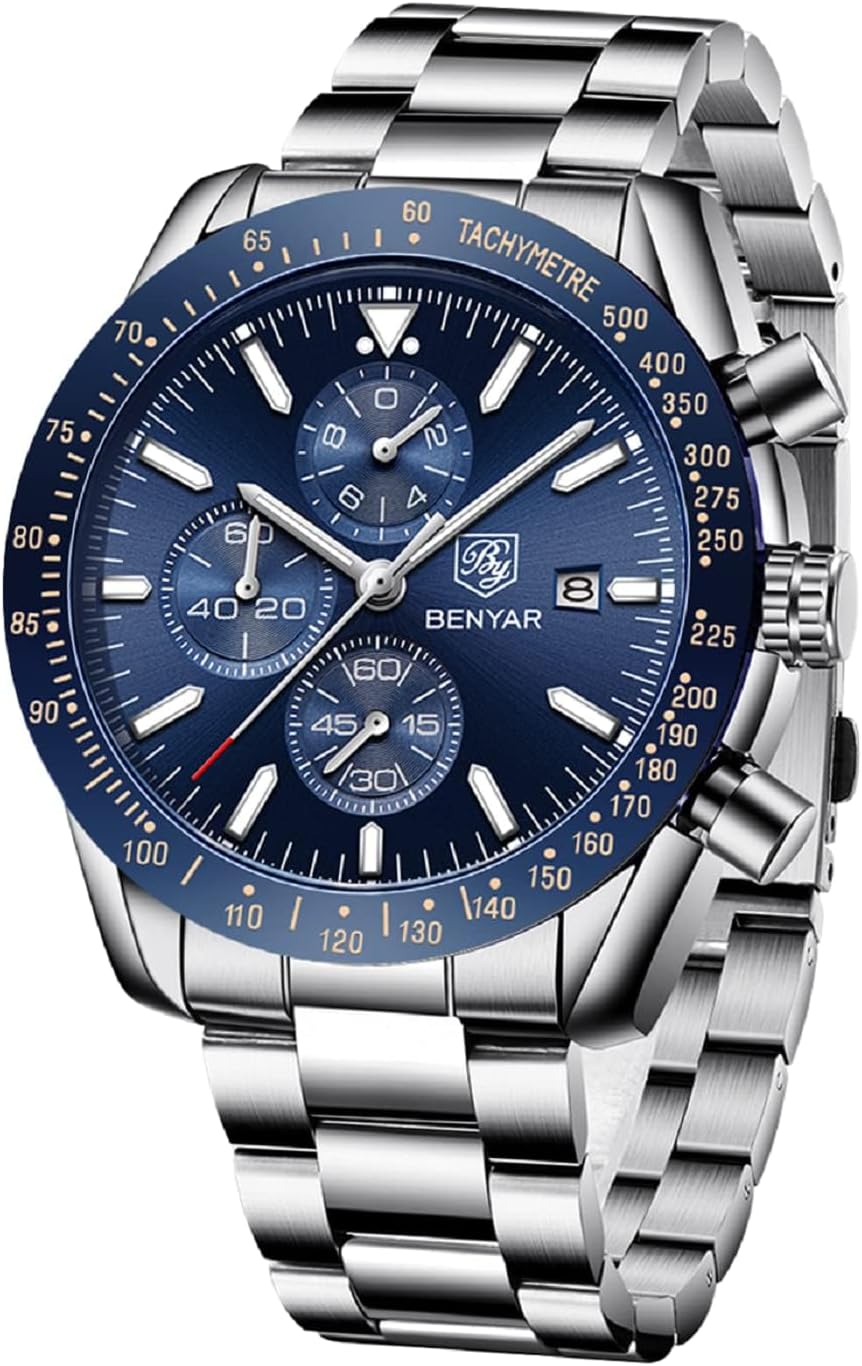 BY BENYAR Watch for Men: Elegant Waterproof Chronograph