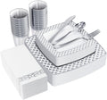 FOCUSLINE 175 Count Silver Dinnerware Set for 25 Guests - Elegant
