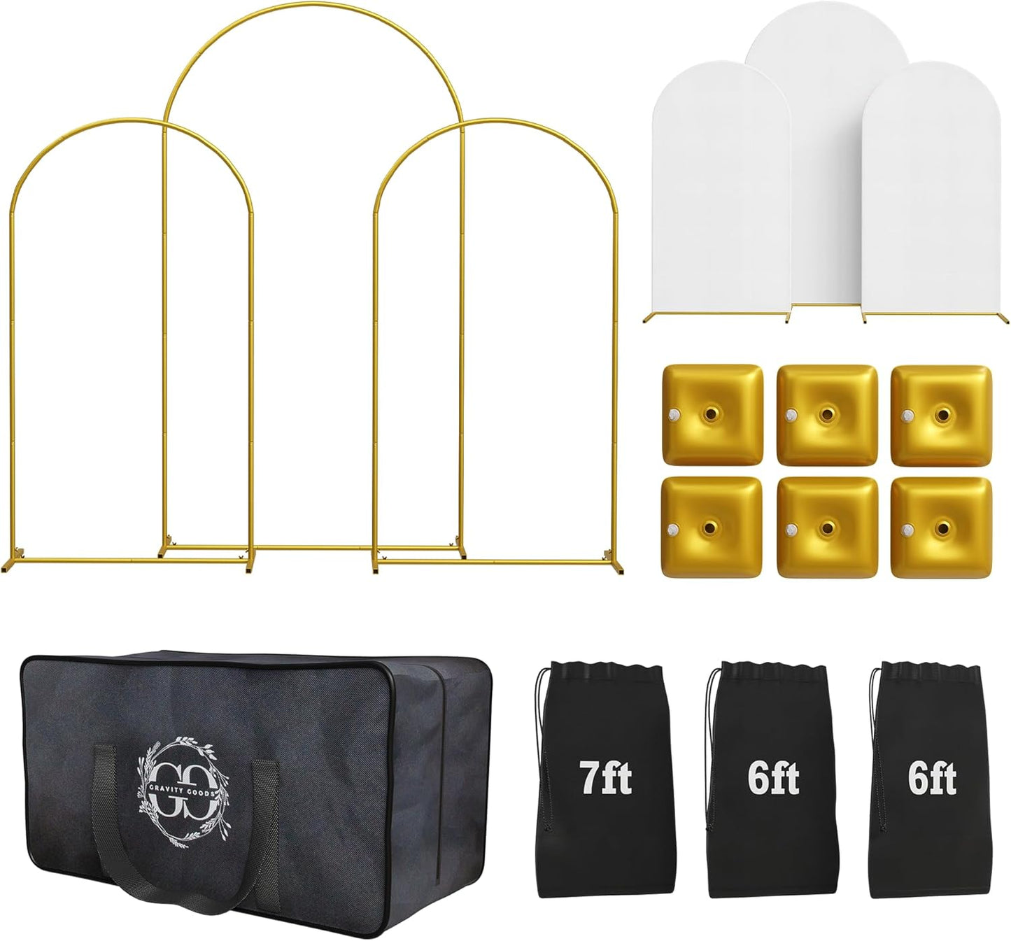 Metal Arch Backdrop Stand Set with Gold Frames for Events