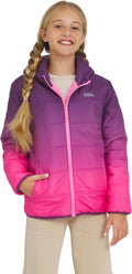 Girls' Reversible Faux Fur Lined Insulated Puffer Jacket - Warm, Two