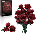 iATOM Burgundy Red Rose Bouquet Building Set - Gothic Floral Decor