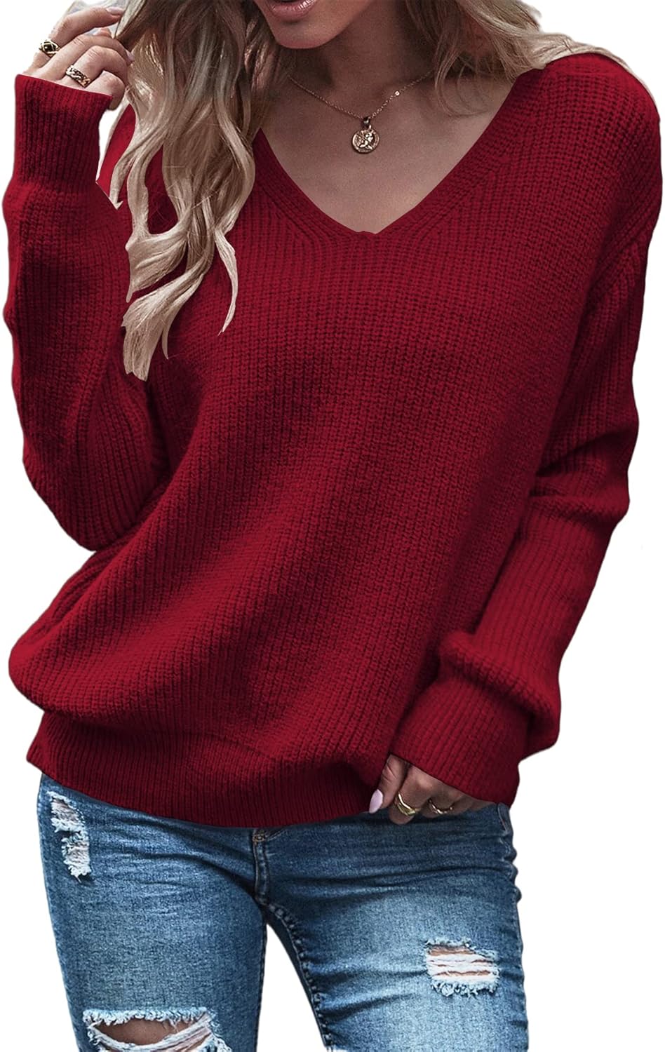 Cozy Oversized V-Neck Sweater by Eurivicy