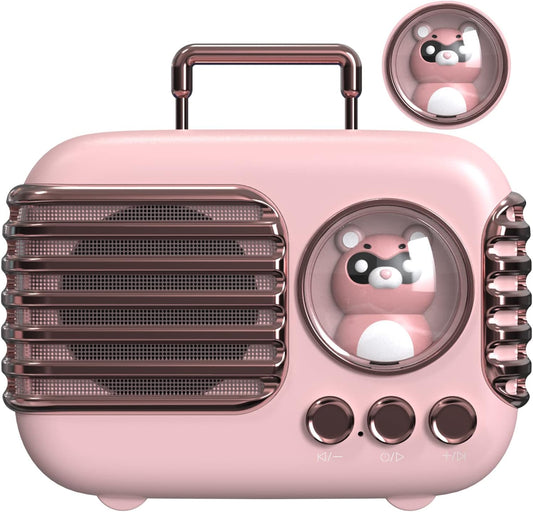 Portable Pink Bluetooth Speaker, Loud Sound, TWS Pairing, Water-Proof, 4H Playtime