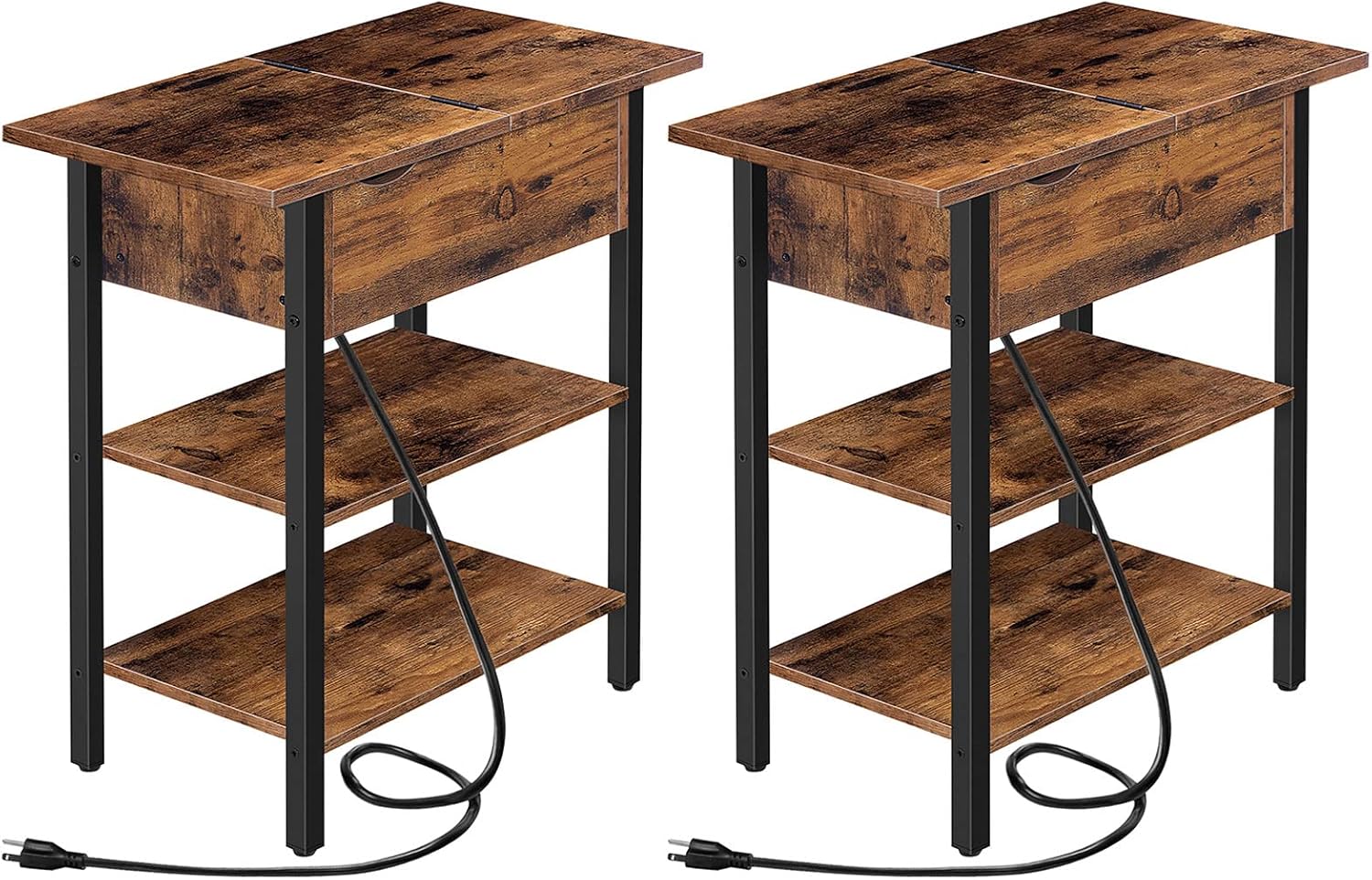 HOOBRO Set of 2 End Tables with Charging Station and USB Ports