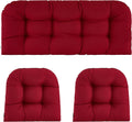 Wicker Chair Cushions Set of 3 - Waterproof Tufted Outdoor Seat