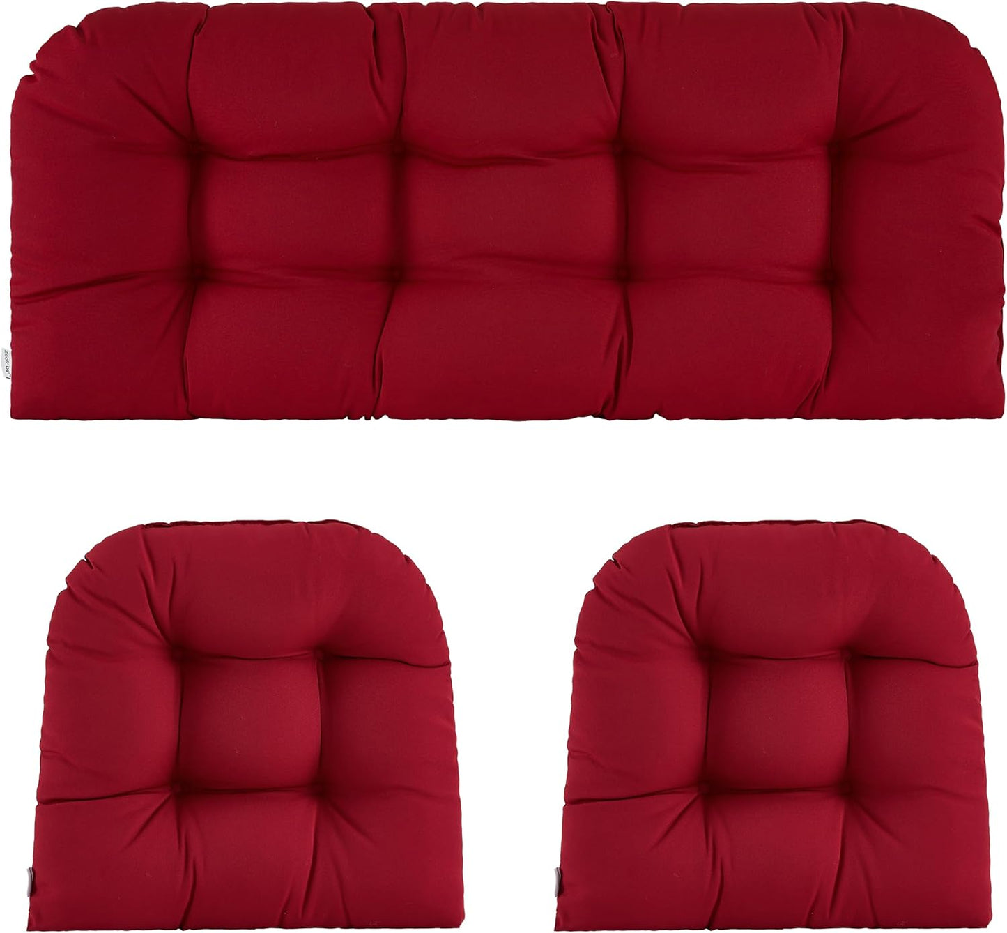 Wicker Chair Cushions Set of 3 Waterproof Tufted for Outdoor Use